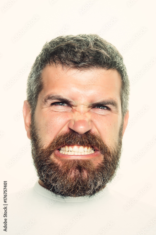 Obraz premium Hipster with angry face.