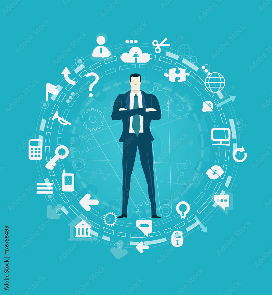 custom made wallpaper toronto digitalSuccessful businessmen surrounded by communication icons. Business network, development and support concept