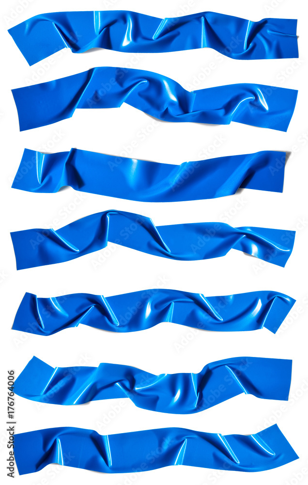 Set of blue scotch tape isolated on white background Set of blue scotch tape isolated on white background
