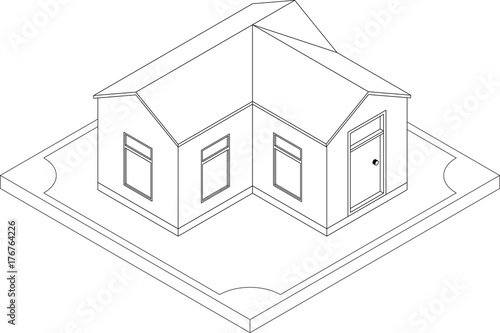 Contour of isometric house