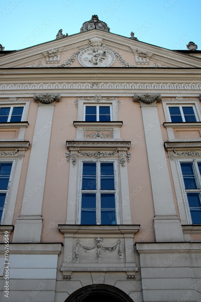facade of old building in Krakow's center