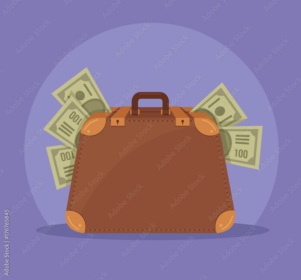 Φωτογραφία Big suitcase full of money isolated icon