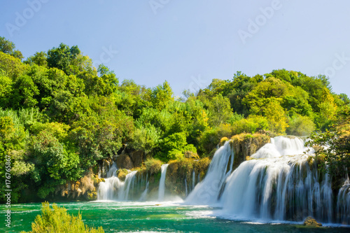 Beautiful Skradinski Buk Waterfall In Krka National Park - Dalmatia  Croatia