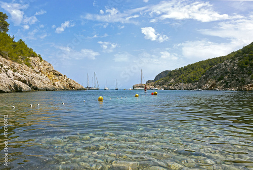 Cala Des Moltons, Port of San Miguel, Ibiza. SPAIN.