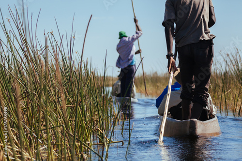Man in canoe , Okavango river 