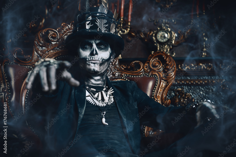 Obraz premium man skull make-up