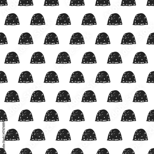 Unique hand drawn seamless pattern with abstract shapes. Vector illustration in monochrome scandinavian style