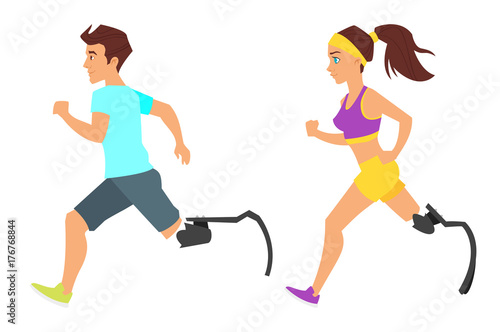 diabled man and woaman runners