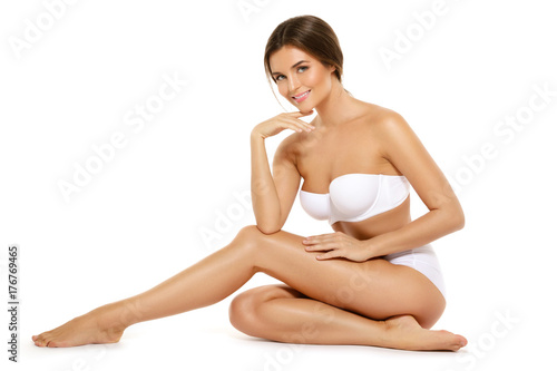 Happy woman with a beautiful body photo