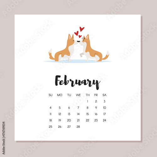 february dog 2018 year calendar