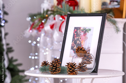 Table with Christmas decora...