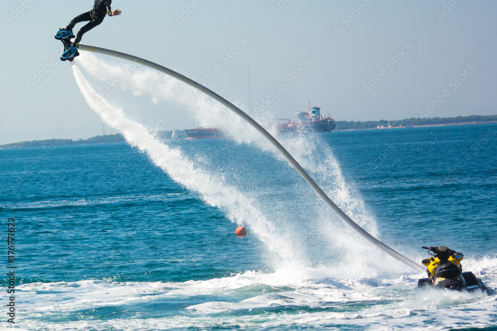 Obraz premium flyboard show in the ionian sea