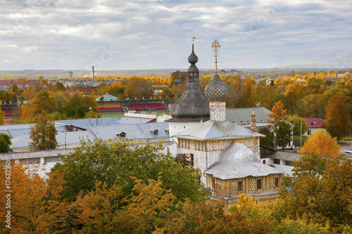 Rostov Veliky, Russia- Domes of churches in the Kremlin photo