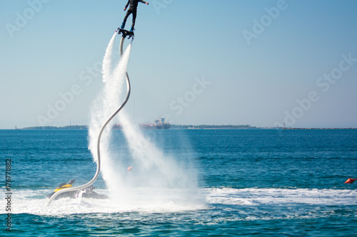 Photography flyboard show in the ionian sea