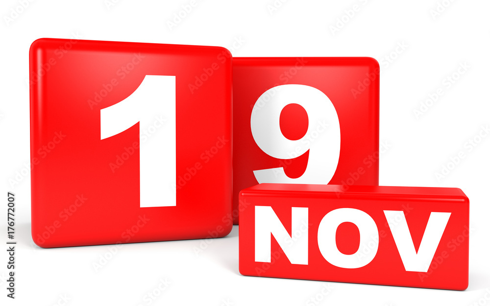 November 19. Calendar on white background. November 19. Calendar on white background.
