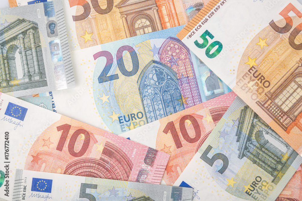 Detail of banknotes of the European Union as a background Detail of banknotes of the European Union as a background