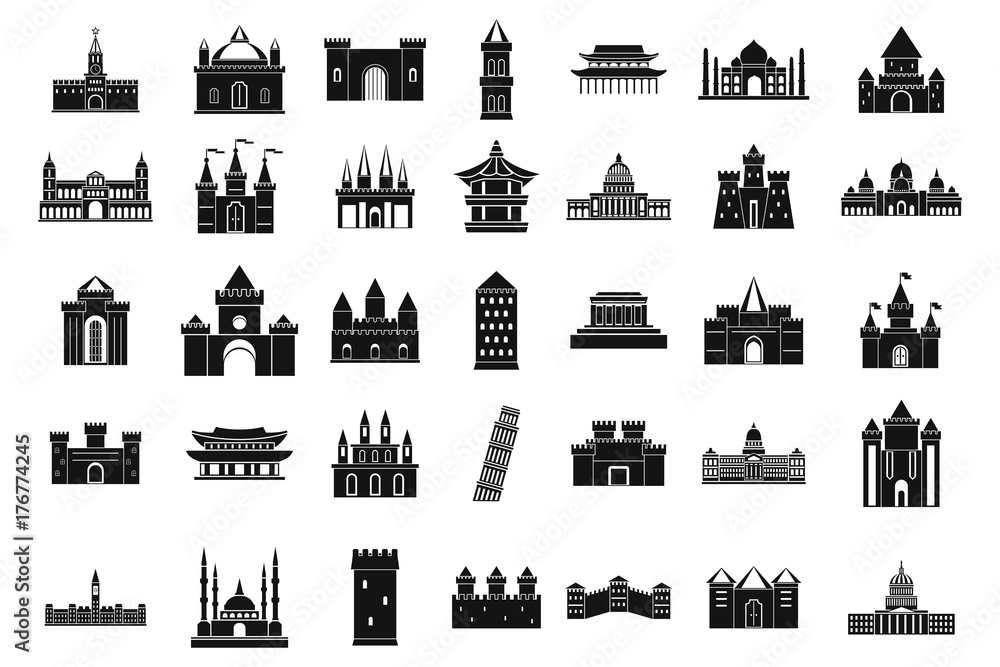 Obraz premium Castle icon set, simple style