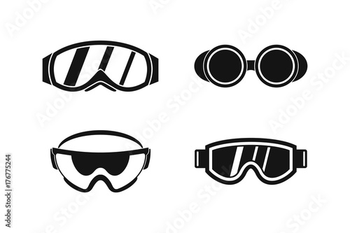Protect glasses icon set, simple style
