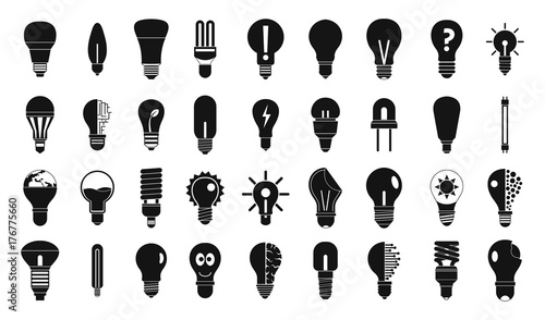 Bulb icon set  simple style