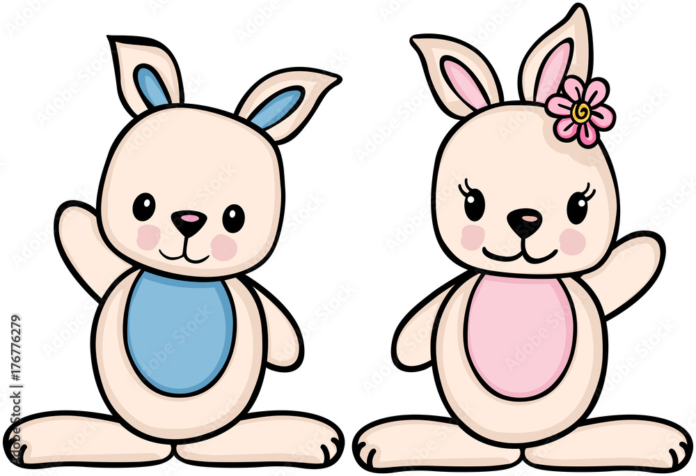 Little boy and girl bunny
