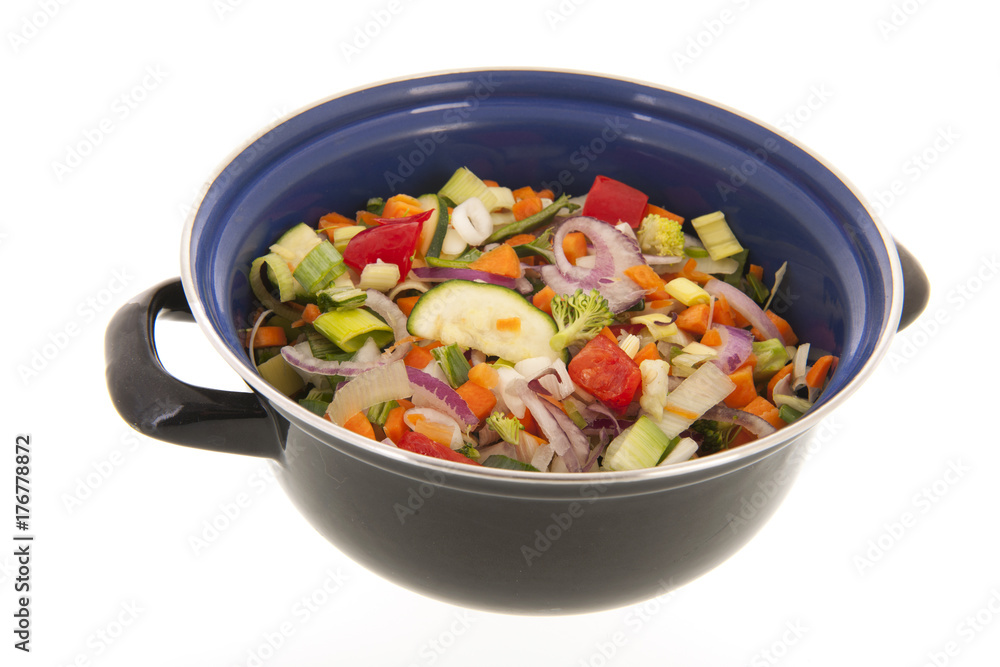 Mixed vegetables in frying pan