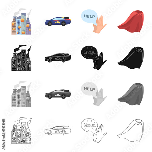 Rise buildings, houses, and other web icon in cartoon style.Power, revenue, films, icons in set collection.