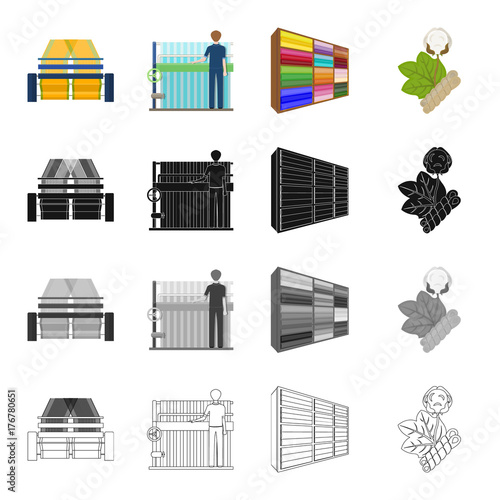 Machine, equipment, textile, and other web icon in cartoon style.Bench, tool, installation icons in set collection.