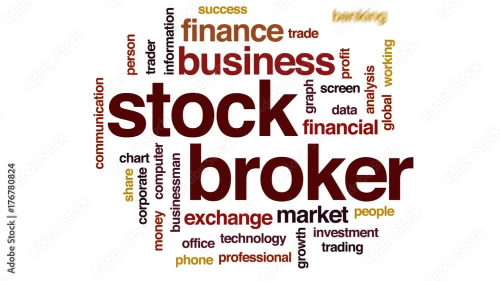 Stock broker animated word cloud, text design animation. Stock broker animated word cloud, text design animation.