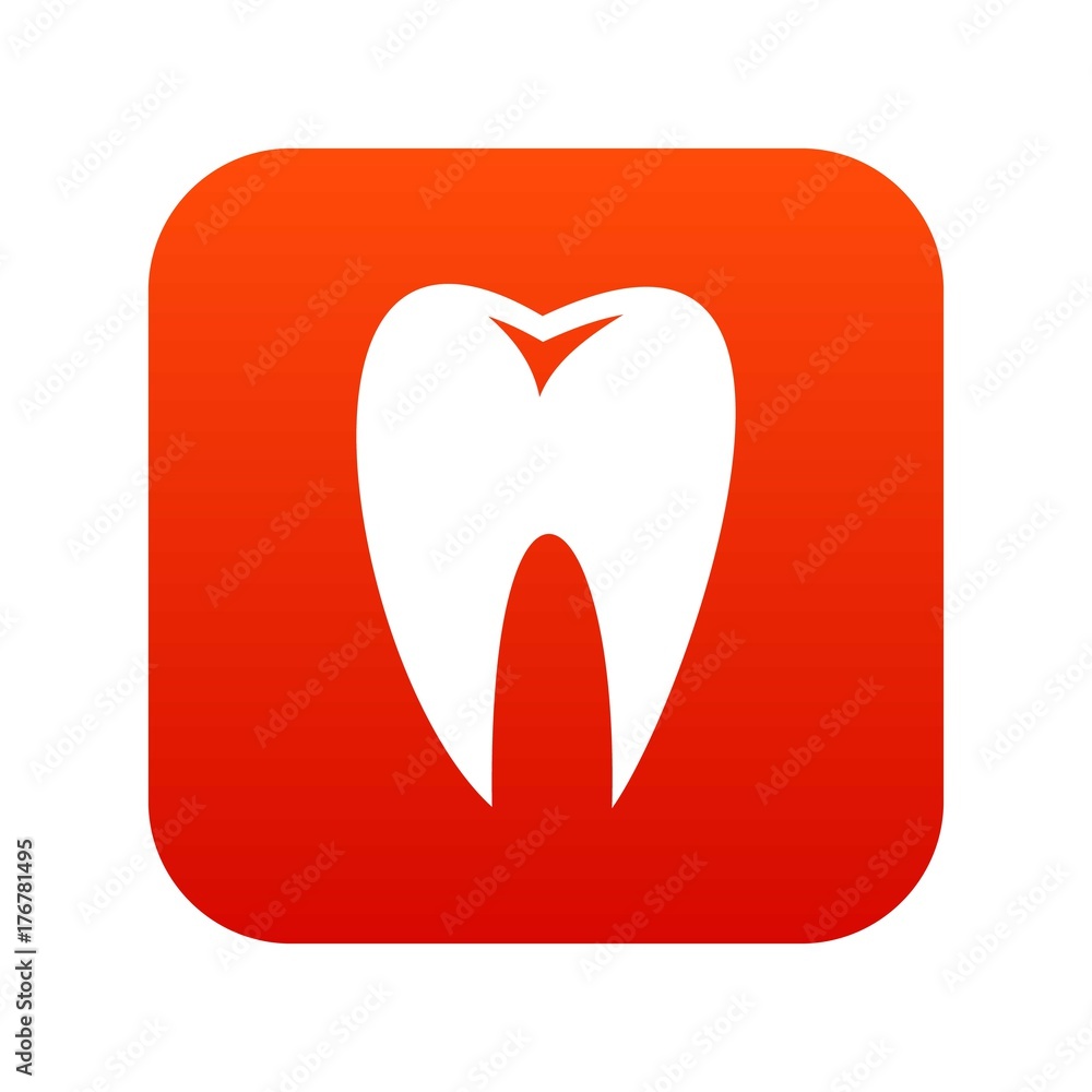 Tooth icon digital red Tooth icon digital red