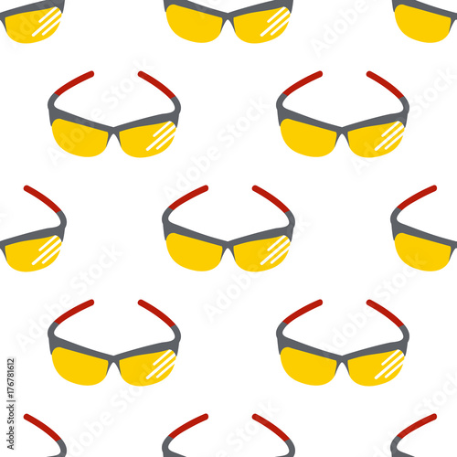 Fashion sunglasses accessory sun spectacles seamless pattern background plastic frame modern eyeglasses vector illustration.