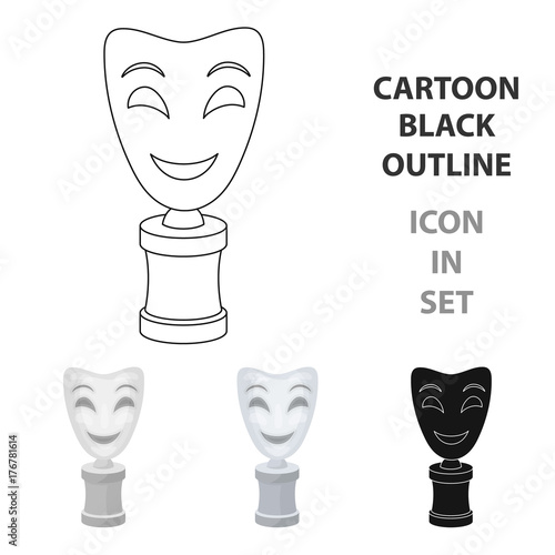 White mask MIME on the stand.The prize for best drama.Movie awards single icon in cartoon style vector symbol stock illustration. photo