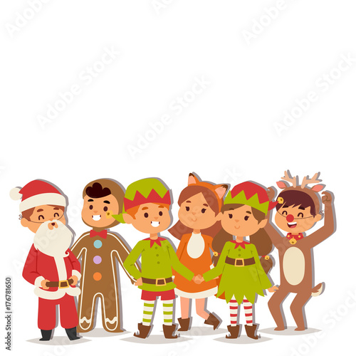 Illustration of Christmas carnival costume kids vector.