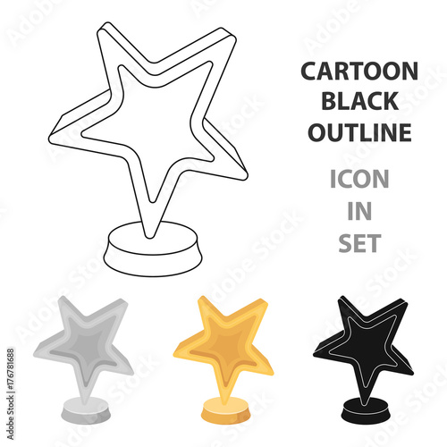 Gold award in the shape of a star.The prize for best role in an action film.Movie awards single icon in cartoon style vector symbol stock illustration.