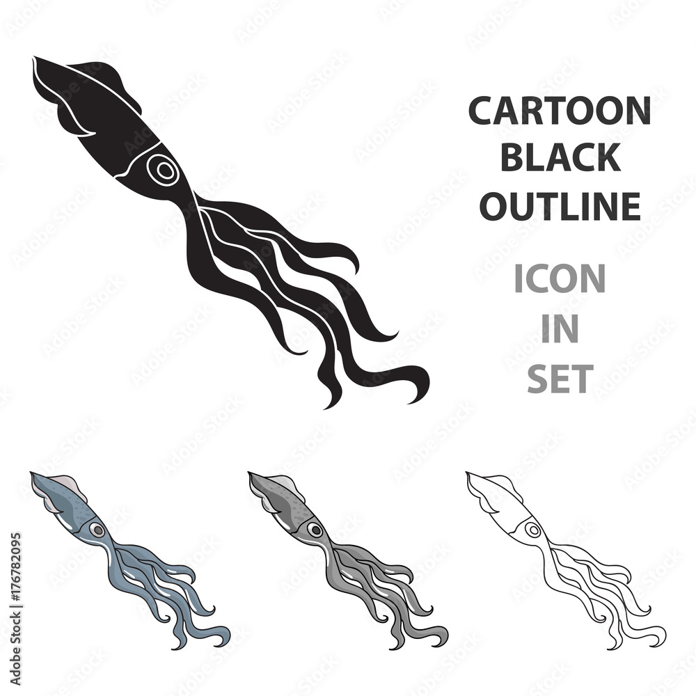 Fototapeta Squid icon in cartoon style isolated on white background. Sea animals symbol stock vector illustration.