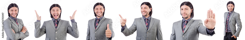 Young businessman in gray suit isolated on white Young businessman in gray suit isolated on white