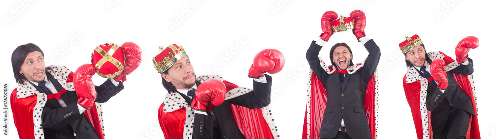 King businessman in funny concept isolated on white King businessman in funny concept isolated on white