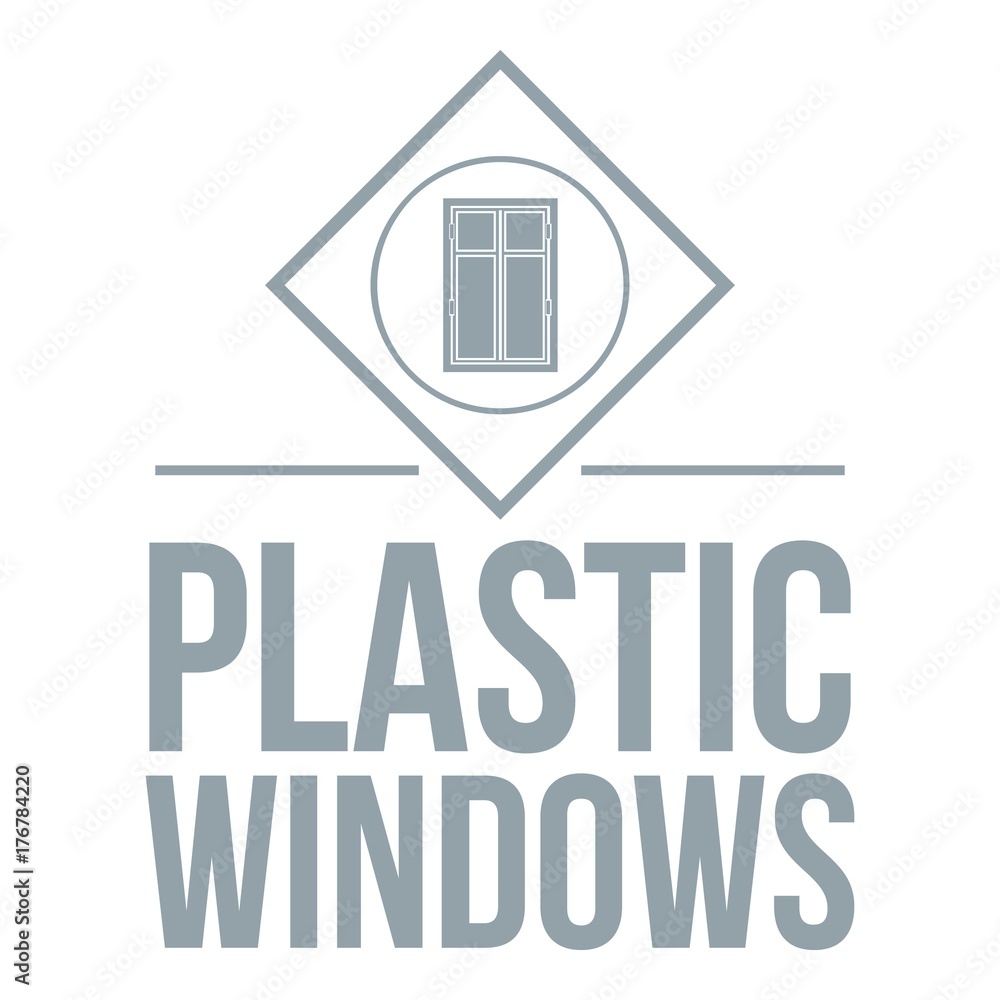 Plastic window logo, gray monochrome style Plastic window logo, gray monochrome style