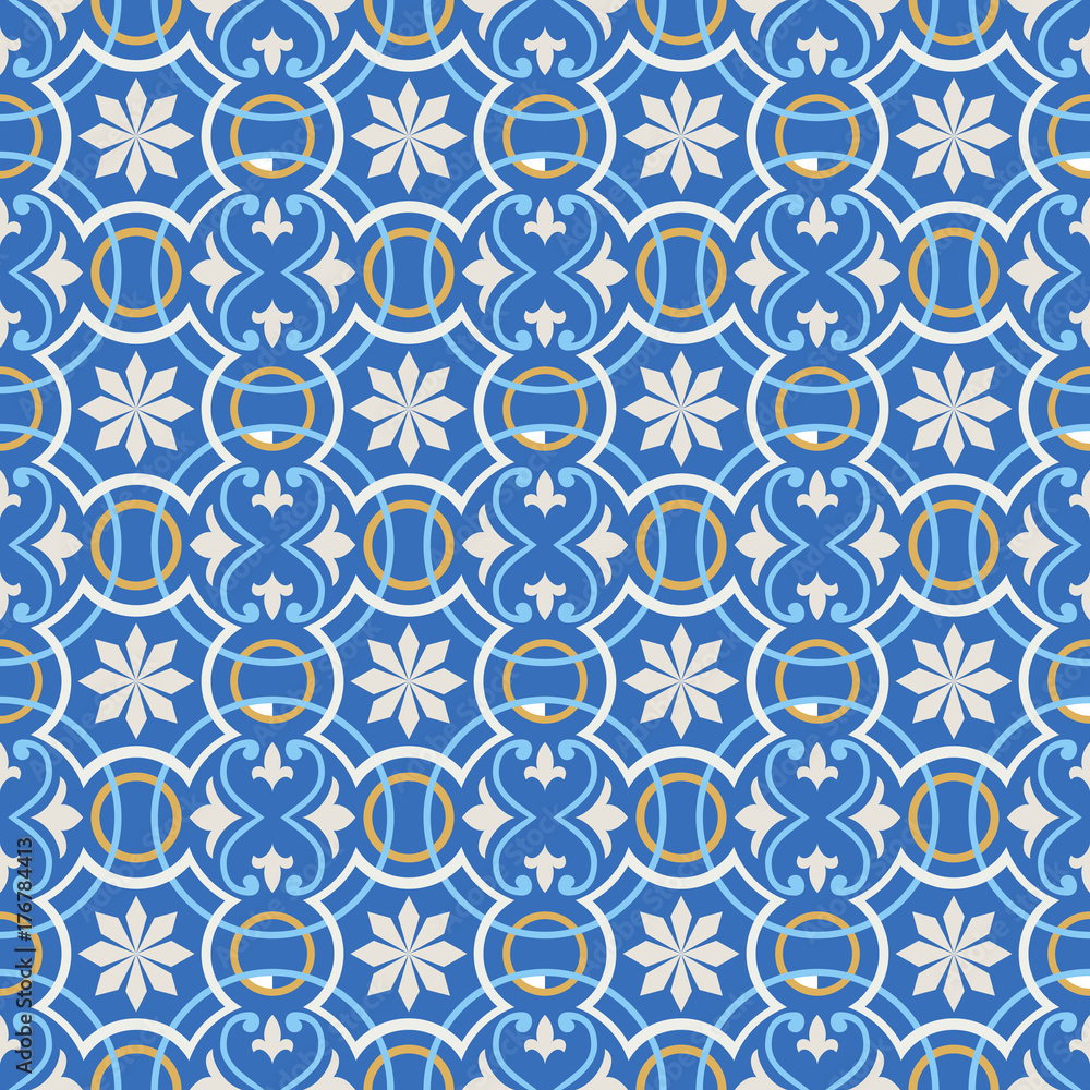 Seamless floral pattern maroccan style in spring-summer color. Design for textile, cover, background, bandana, patchwork Seamless floral pattern maroccan style in spring-summer color. Design for textile, cover, background, bandana, patchwork