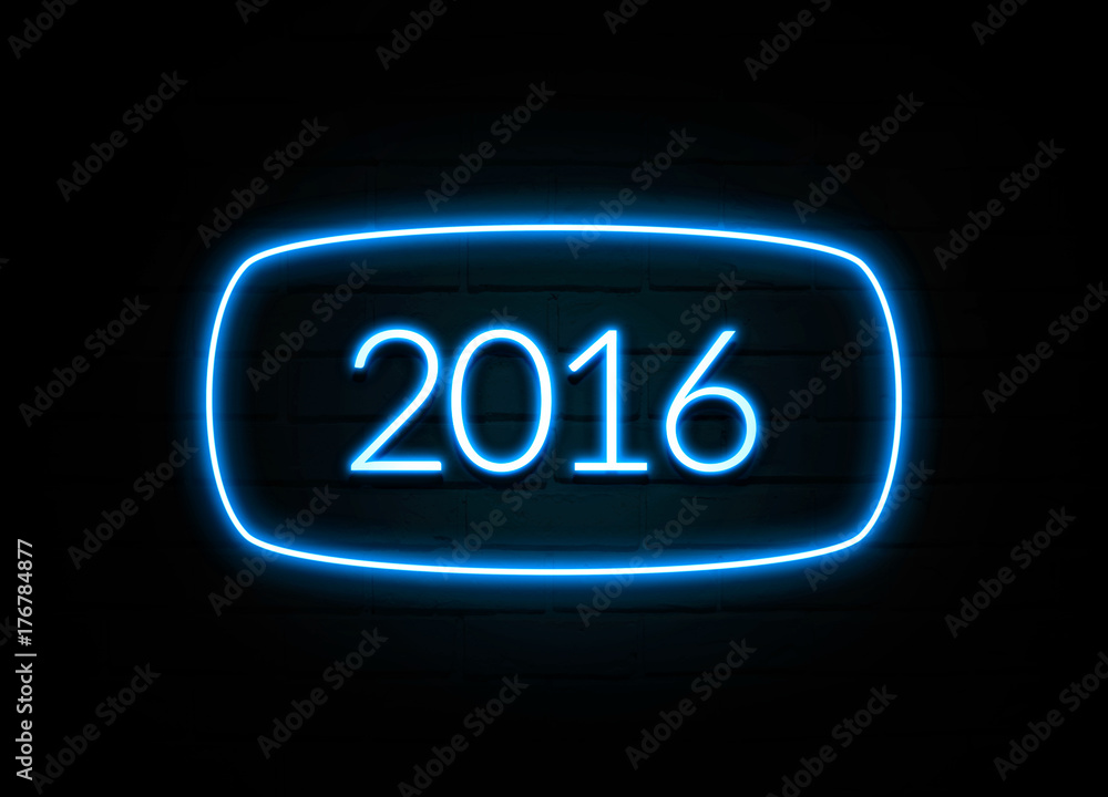 2016 - colorful Neon Sign on brickwall 2016 - colorful Neon Sign on brickwall