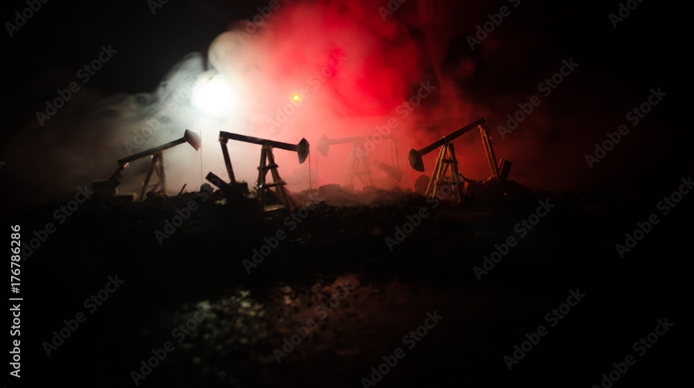 Oil pump oil rig energy industrial machine for petroleum, Group oil