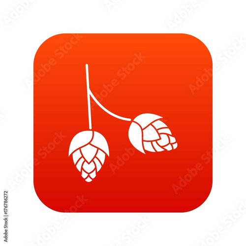 Branch of hops icon digital red