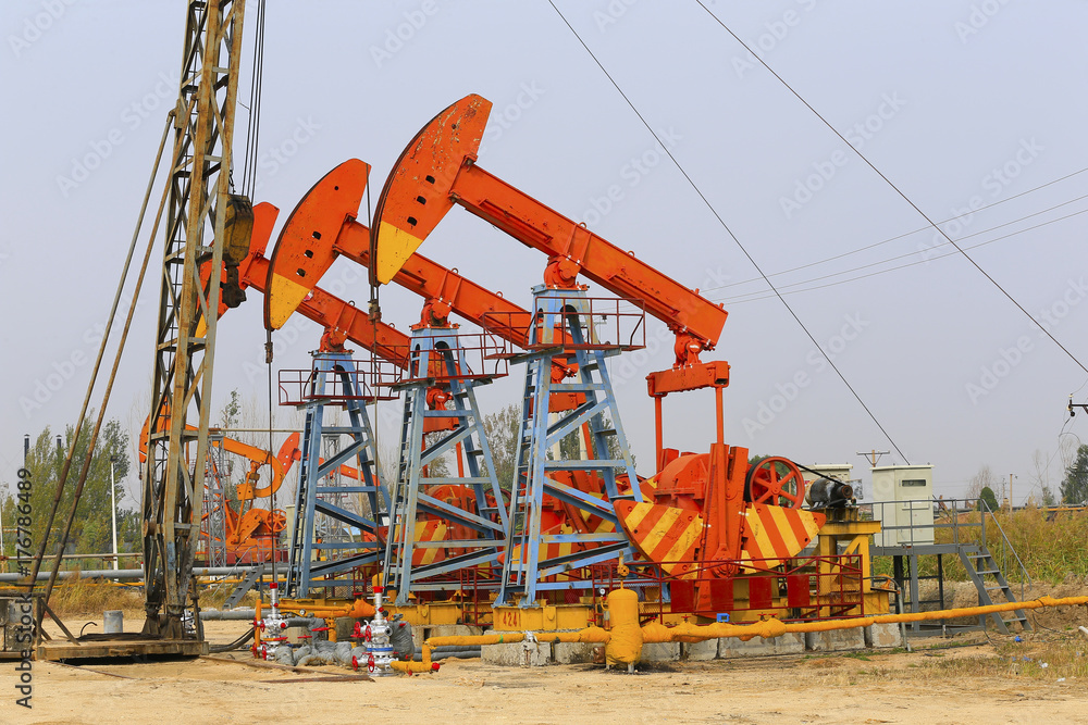 The pumping unit is working in the oil field