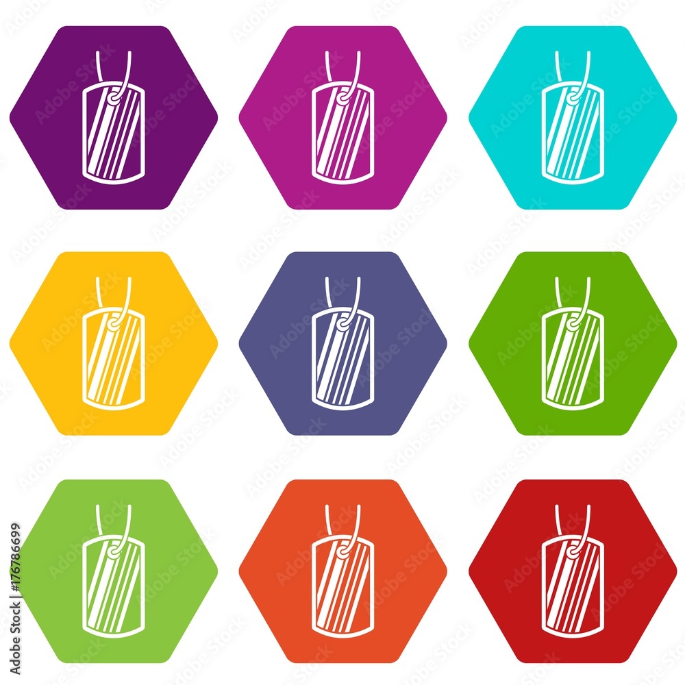 Army badge icon set color hexahedron Army badge icon set color hexahedron