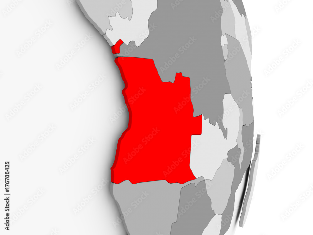 Fototapeta premium Angola on grey political globe