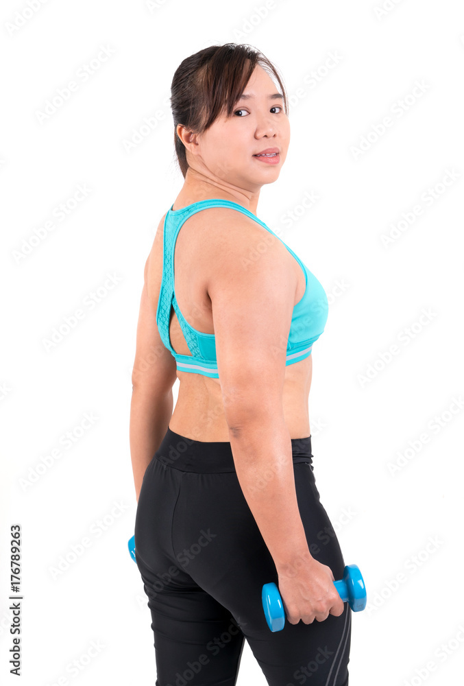 asian chubby woman exercise