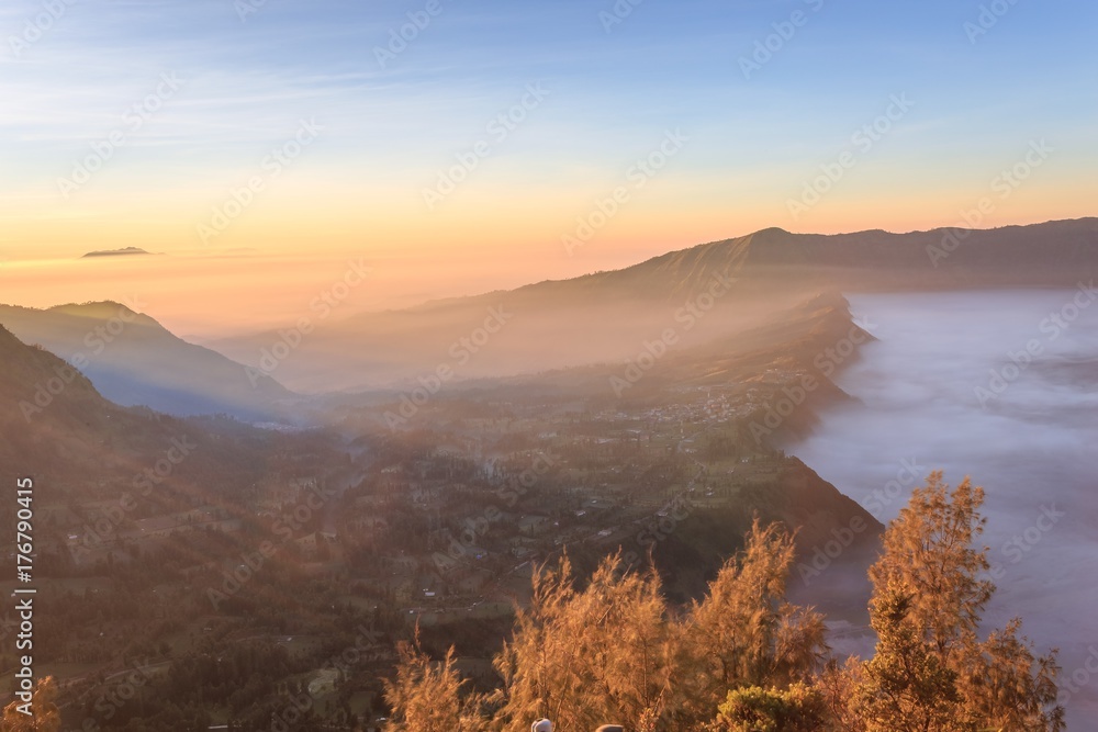 Mountain Bromo at East Java Indonesia. This active volcano is one of the popular destination in Indonesia