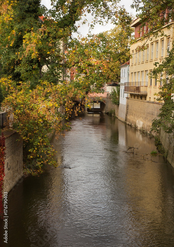 Autumn in Prague, Chertovka river, Kampa Island.