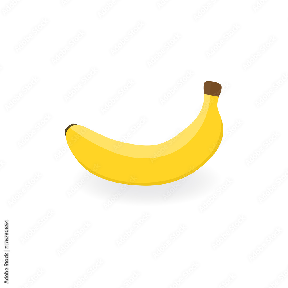 Banana vector. Fruit illustration. Fresh yellow banana isolated on white background. Eco food. For website design, mobile app. Logo illustration