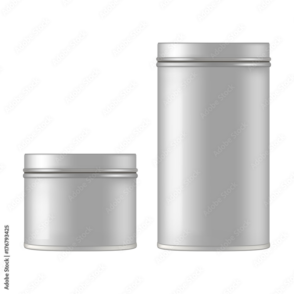 Mock up of round metal tin can for gift. Vector isolated on white background. Mock up of round metal tin can for gift. Vector isolated on white background.
