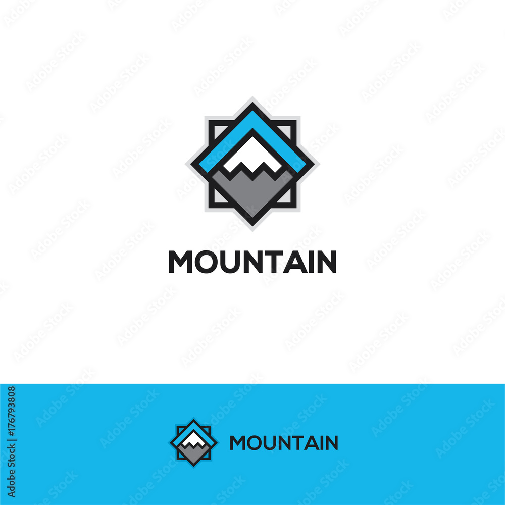 Abstract geometric mountain logo.